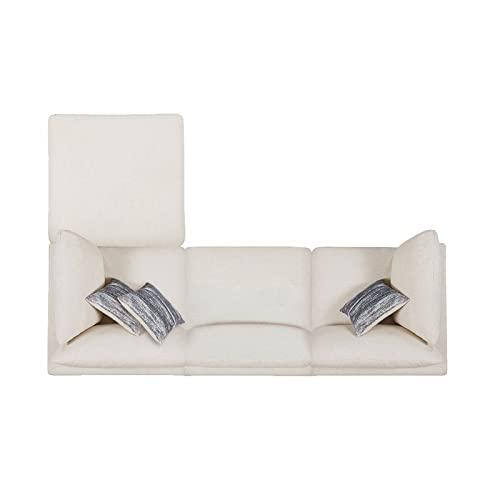 Beige upholstered Serene 4-piece modular sectional sofa by Start2Finish, showing plush cushions and modern furniture design.