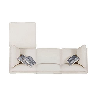 Beige upholstered Serene 4-piece modular sectional sofa by Start2Finish, showing plush cushions and modern furniture design.
