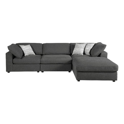 Charcoal Serene 4-piece upholstered modular sectional sofa by Start2Finish, showing plush cushions and modern furniture design.