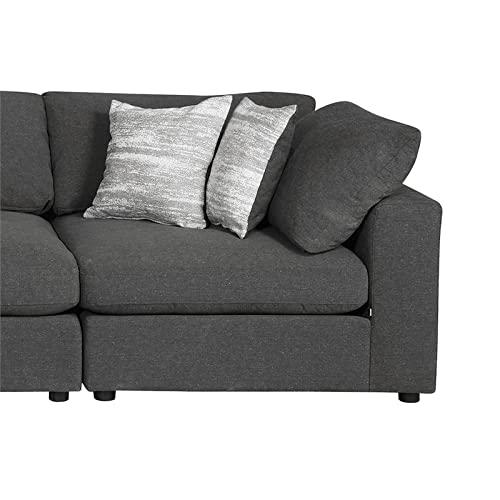 Charcoal upholstered Serene 4-piece modular sectional sofa by Start2Finish, showing plush cushions and modern furniture design.