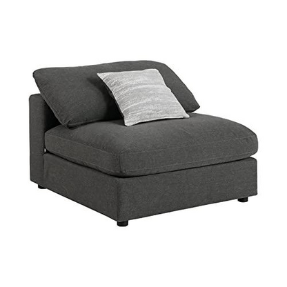 Charcoal upholstered Serene 4-piece modular sectional sofa by Start2Finish, featuring plush cushions and modern furniture design.