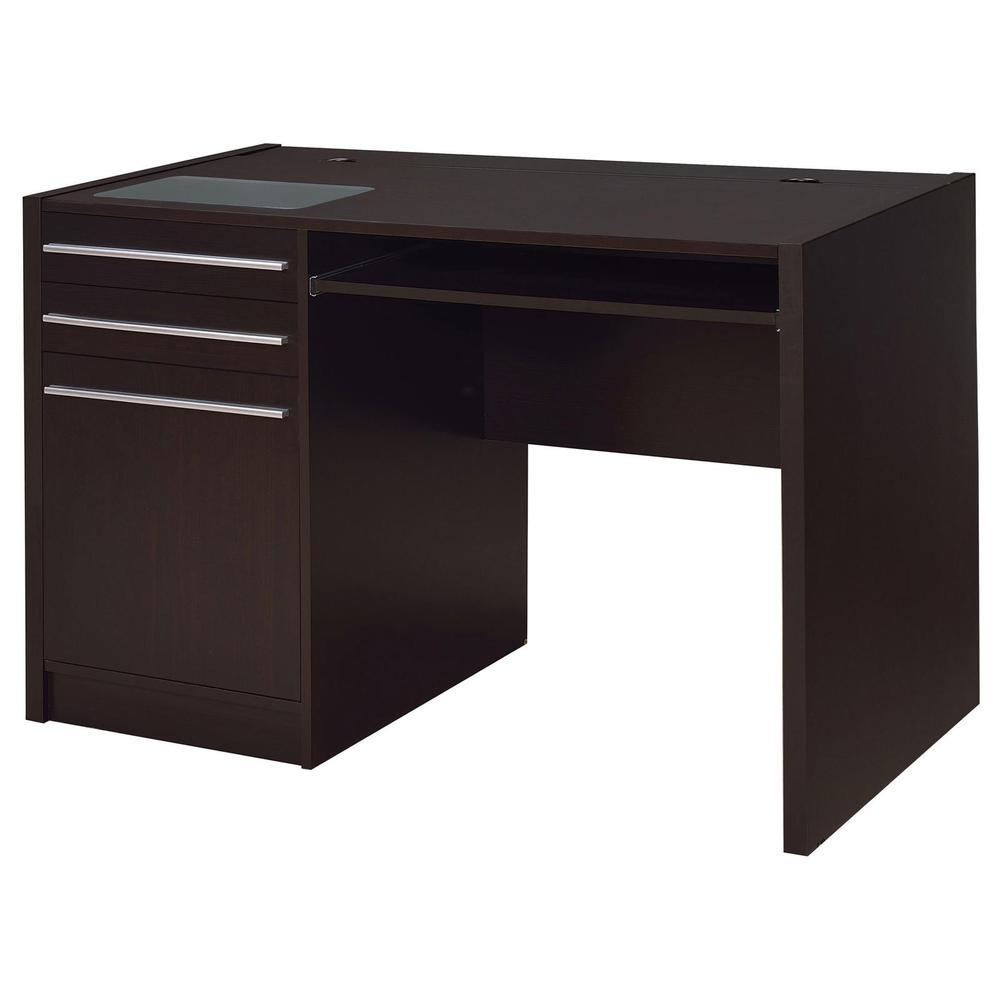 Start2Finish Halston 47-inch office desk with two drawers and cabinet in cappuccino finish, crafted for functional workspace furniture.