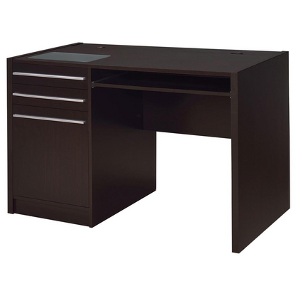 Start2Finish Halston 47-inch office desk with two drawers and cabinet in cappuccino finish, crafted for functional workspace furniture.