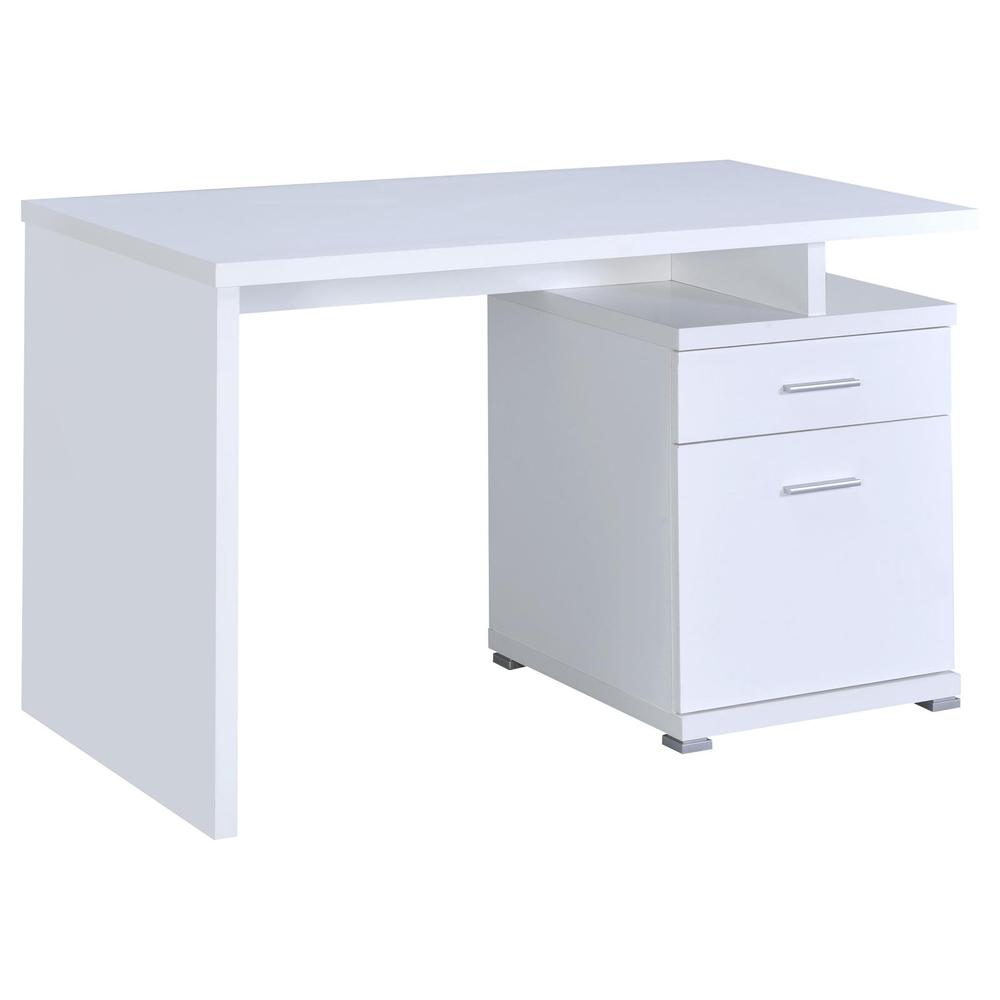 Start2Finish Irving 47-inch white office computer desk with two drawers, modern furniture for workspace organization