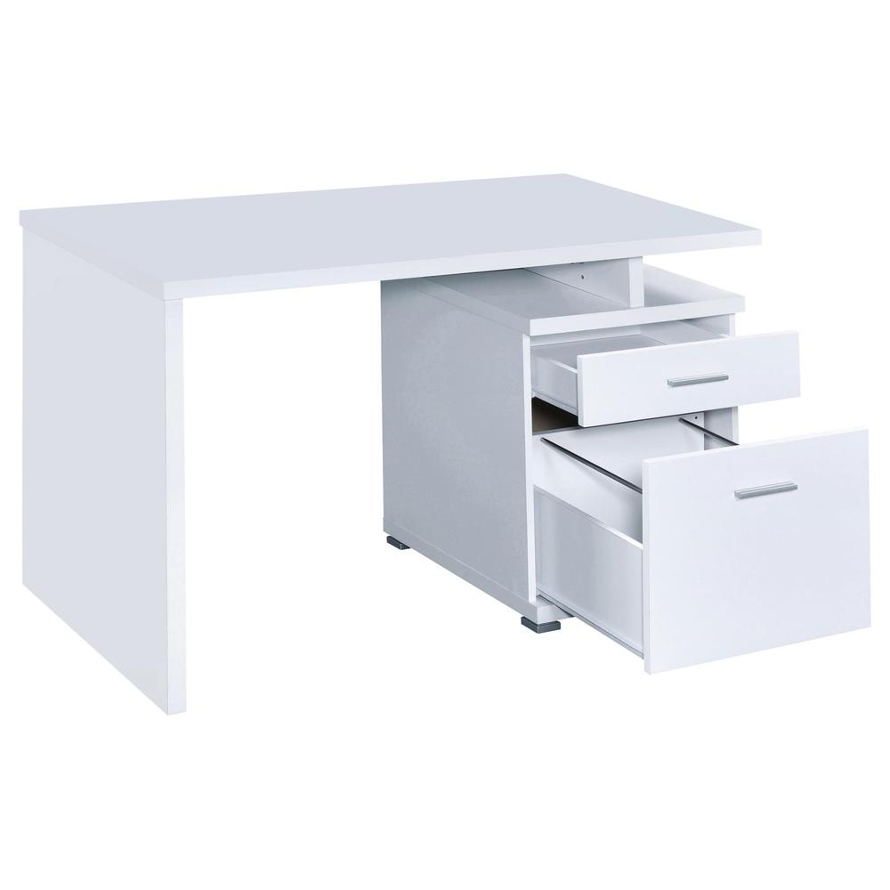 Start2Finish Irving 47-inch white office computer desk with two drawers, modern furniture for home or workspace.