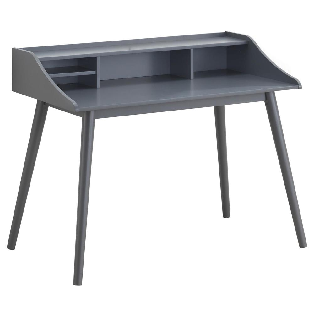 Grey Percy 45-inch 4-compartment writing desk by Start2Finish, featuring a spacious surface and multiple storage compartments.