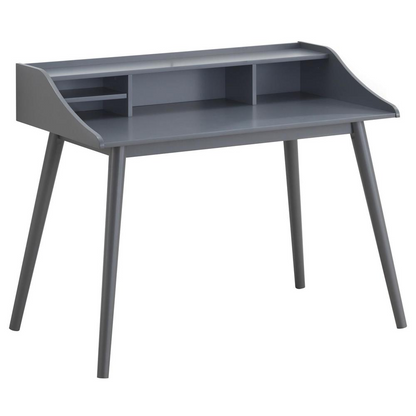 Grey Percy 45-inch 4-compartment writing desk by Start2Finish, featuring a spacious surface and multiple storage compartments.