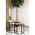 Start2Finish Adger 2-piece hexagonal nesting tables in natural wood and black finish, stacked on a modern living room floor.
