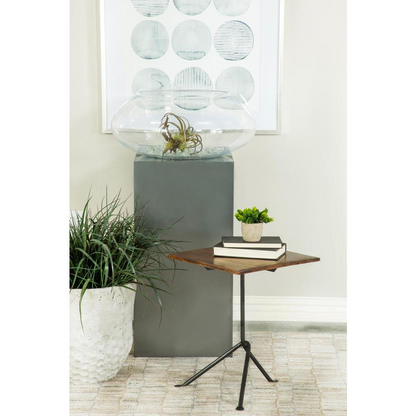 Dark brown Heitor square wood top accent side table with sleek design and sturdy legs, ideal for living room or bedroom decor.