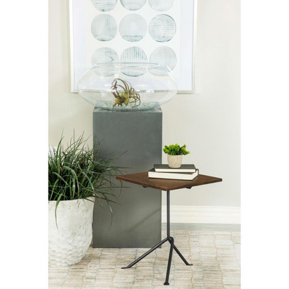 Heitor square wood top accent side table by Start2Finish with dark brown finish, featuring a modern design and sturdy wooden construction.