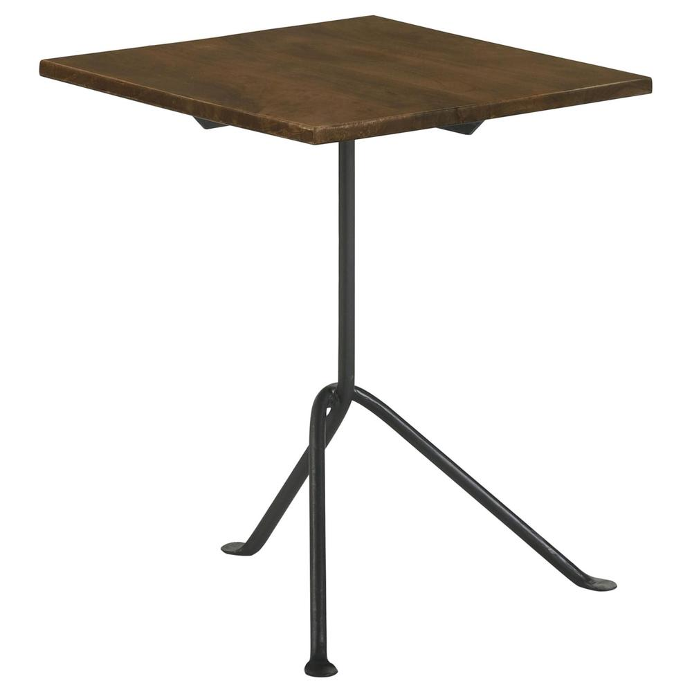Dark brown Heitor Square Wood Top Accent Side Table by Start2Finish with a sleek, modern design and sturdy wooden surface.