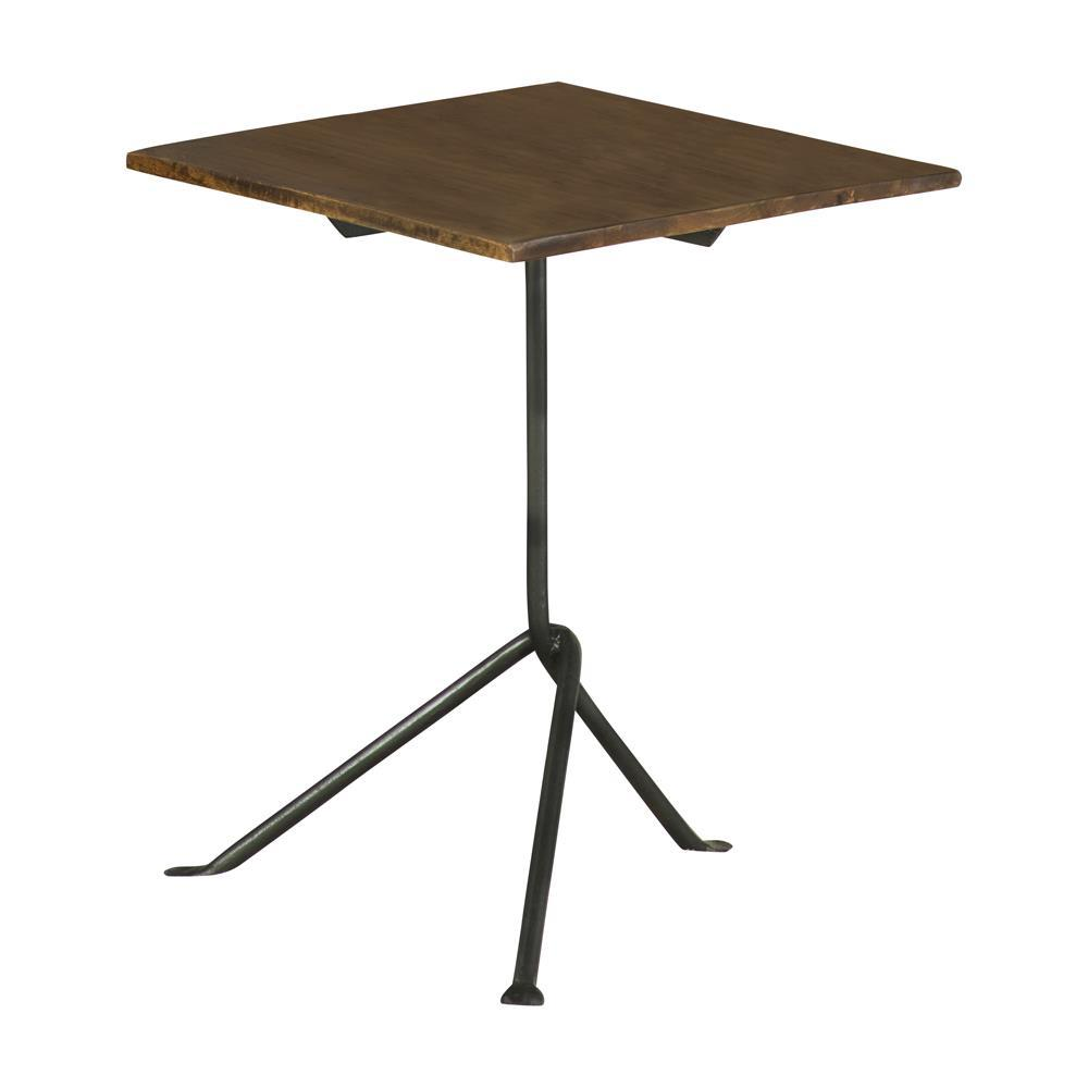 Start2Finish Heitor square wood top accent side table in dark brown with sleek legs and modern design.