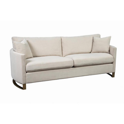 Beige Corliss upholstered arched arm sofa by Start2Finish, showcasing plush fabric, curved arms, and stylish modern design.