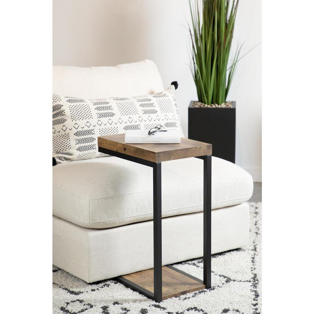 Beck Engineered Wood C-Shape Sofa Side Table in Antique Nutmeg, furniture piece with smooth finish and modern design.