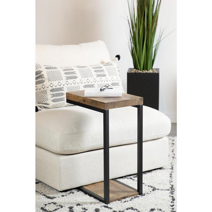 Beck Engineered Wood C-Shape Sofa Side Table in Antique Nutmeg, furniture piece with smooth finish and modern design.