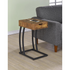 Start2Finish Troy C-shaped side table with single drawer and power outlet in rustic nutmeg finish, showcasing its compact design.