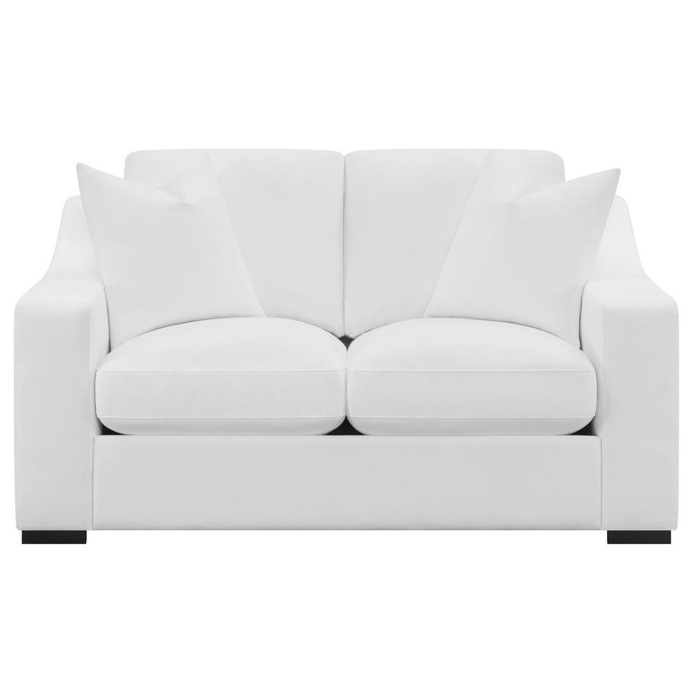Ashlyn 3-piece upholstered sloped arm sofa set in white, featuring plush cushions and modern design from Start2Finish.