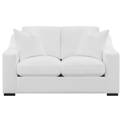 Ashlyn 3-piece upholstered sloped arm sofa set in white, featuring plush cushions and modern design from Start2Finish.