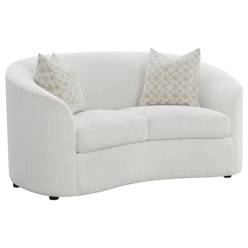 Rainn 3-piece boucle upholstered sloped arm sofa set in latte color, modern furniture by Start2Finish with plush cushions and stylish design.