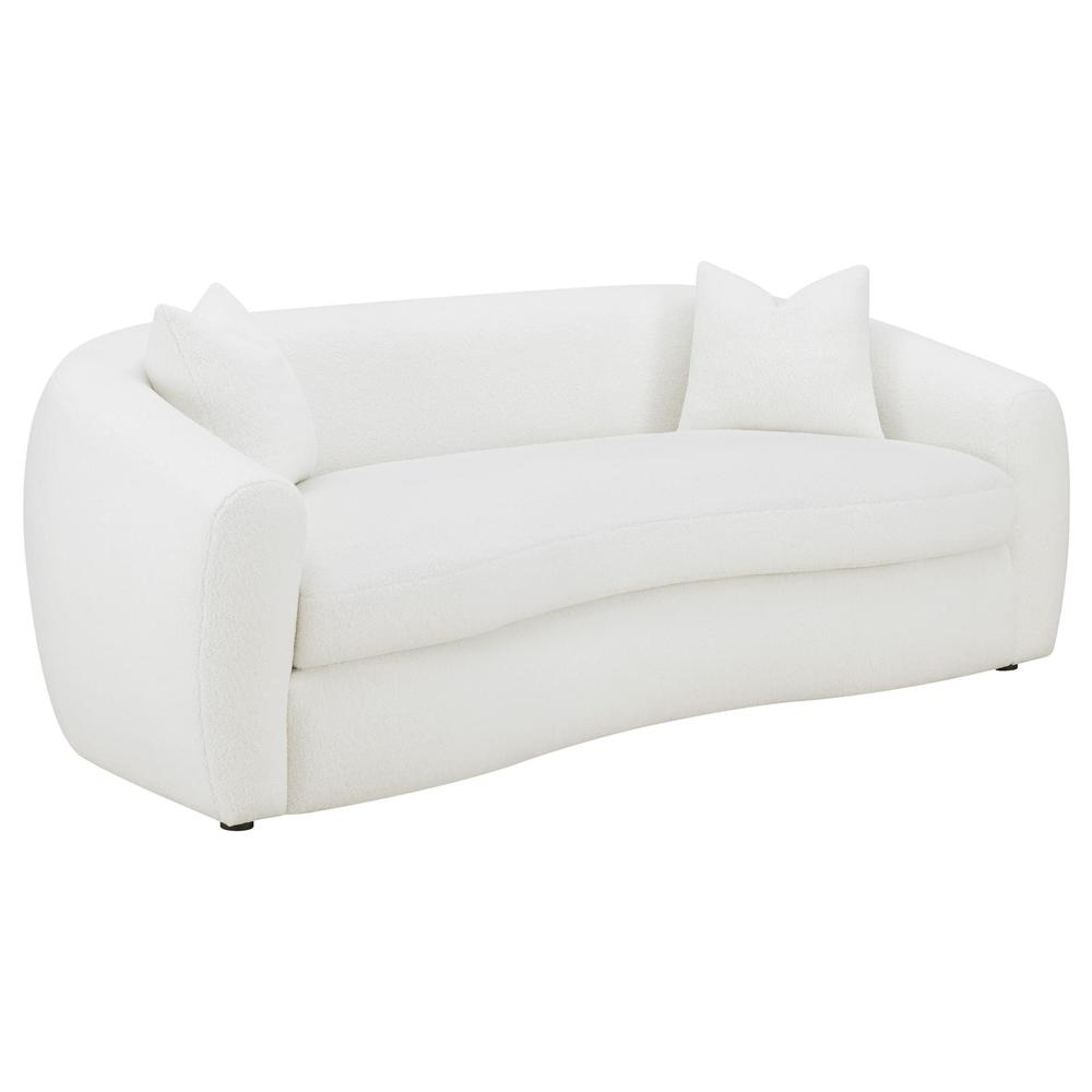 Start2Finish Isabella 3-piece faux sheepskin upholstered sofa set in natural color, featuring plush cushions and modern design.