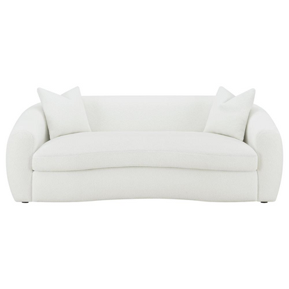 Start2Finish Isabella 3-piece faux sheepskin upholstered sofa set in natural color, featuring plush cushions and modern design.