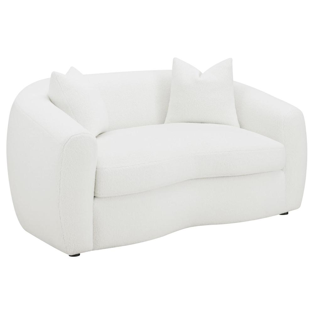 Start2Finish Isabella 3-piece faux sheepskin upholstered sofa set in natural color, featuring plush cushions and modern design.