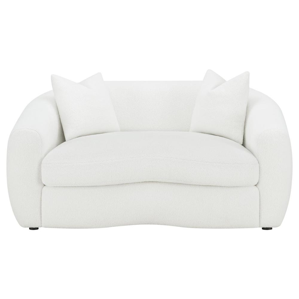 Start2Finish Isabella 3-piece faux sheepskin upholstered sofa set in natural color, featuring plush cushions and modern design.