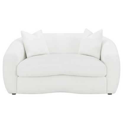 Start2Finish Isabella 3-piece faux sheepskin upholstered sofa set in natural color, featuring plush cushions and modern design.