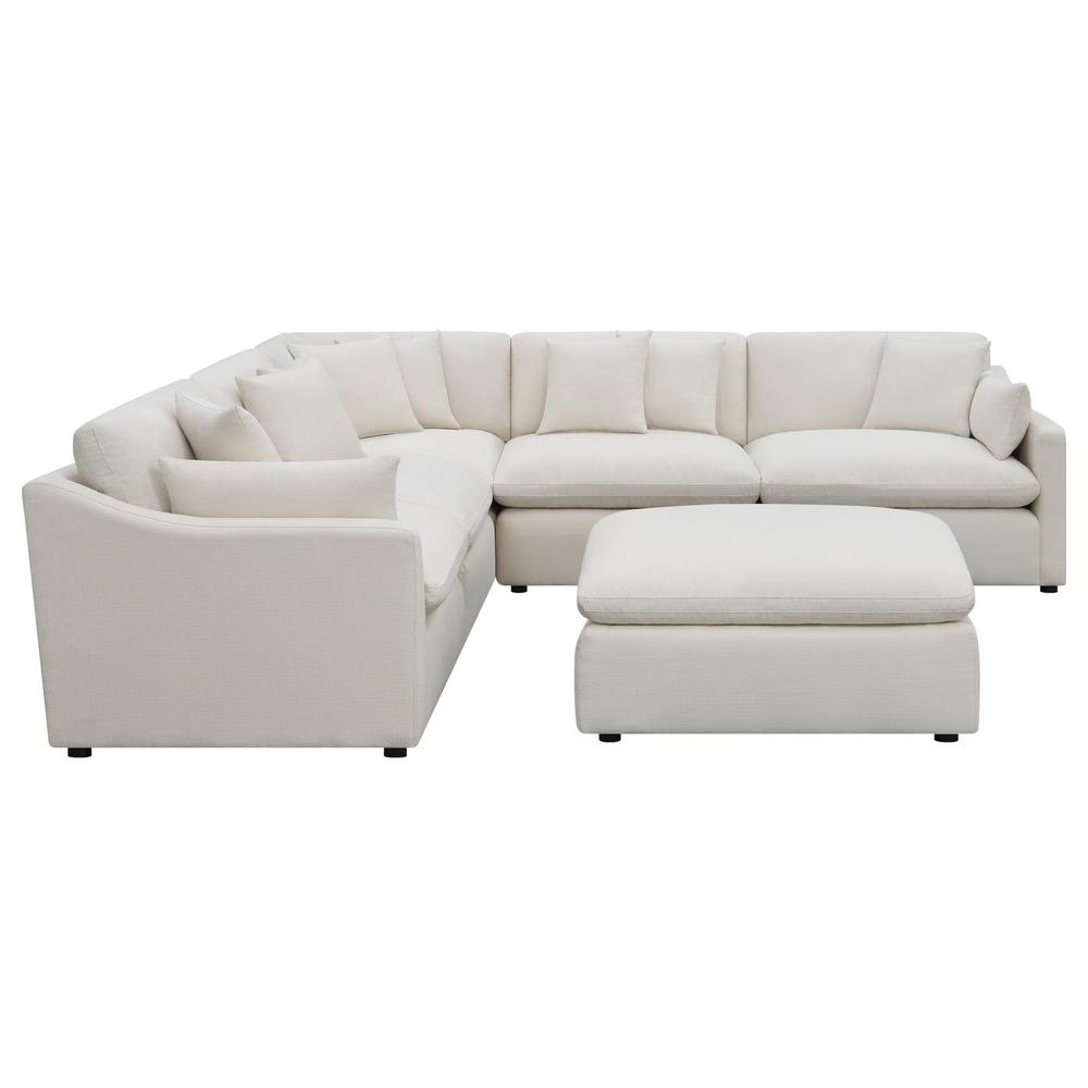 Start2Finish Hobson 6-piece ivory upholstered modular sectional sofa with plush cushions and modern design.