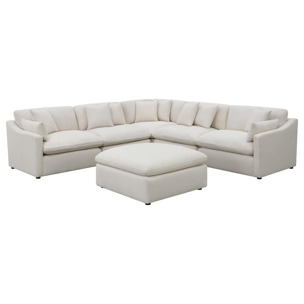 Start2Finish Hobson 6-piece ivory upholstered modular sectional sofa with plush cushions and modern design in a living room setting.