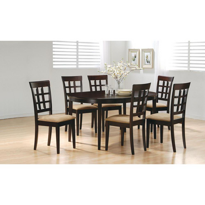 Start2Finish Gabriel Oval 60-inch Extension Leaf Dining Table in Cappuccino with extended leaves and smooth wood finish.