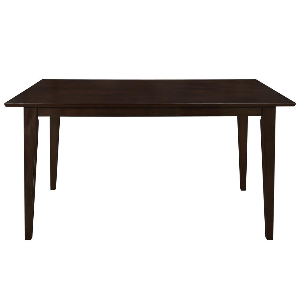 Start2Finish Gabriel 59-inch wood dining table in cappuccino finish with rectangular design and sturdy wooden legs.