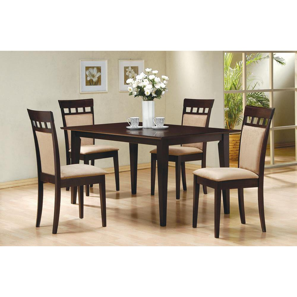 Rectangular 59-inch wood dining table in cappuccino finish by Start2Finish, showing smooth surface and sturdy wooden legs.