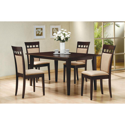 Rectangular 59-inch wood dining table in cappuccino finish by Start2Finish, showing smooth surface and sturdy wooden legs.