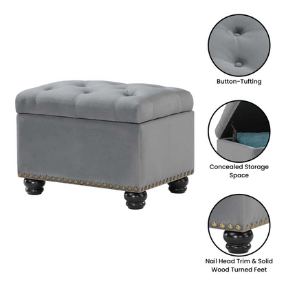 Start2Finish 5th Avenue Storage Ottoman showing a plush upholstered top and built-in storage space in a modern furniture design.