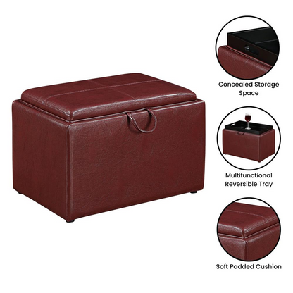 Start2Finish Designs4Comfort accent storage ottoman with reversible tray, featuring a cushioned top and spacious interior for versatile use.