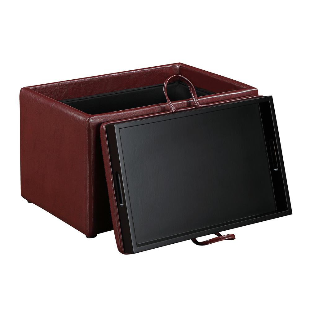 Start2Finish Designs4Comfort accent storage ottoman with reversible tray, showcasing soft fabric and functional design.