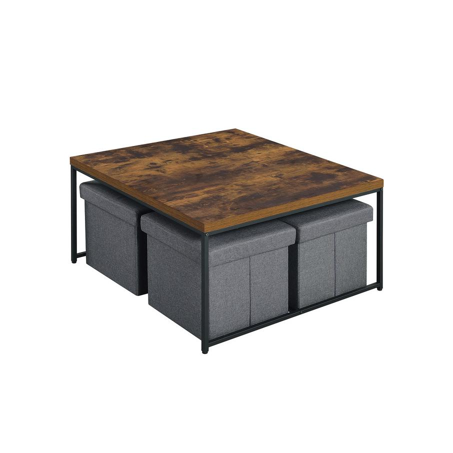 Start2Finish Caitlin Weathered Oak Wood Grain 5-piece coffee table set with modern design and natural wood finish.