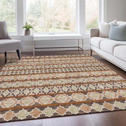 Start2Finish Chantille ACN726 brown rug with 10x14 feet size, featuring soft fabric and intricate woven pattern.
