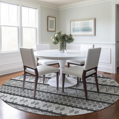 Start2Finish Chantille ACN726 gray 8x8 rug with intricate pattern, soft texture, and modern design for living room or bedroom.