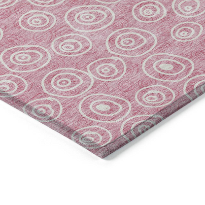 Start2Finish Chantille ACN728 pink 5x7.5-foot rug with soft, plush texture and decorative design, suitable for living room or bedroom.
