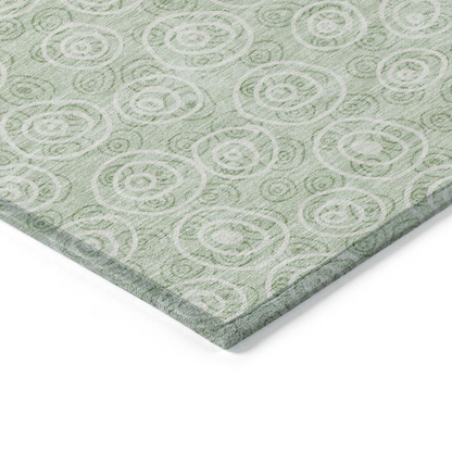 Start2Finish Chantille ACN728 green rug, 10x14 feet, showcasing soft fabric and elegant design in a spacious living area.