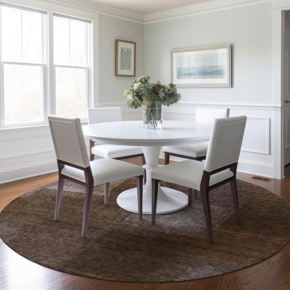 Start2Finish Chantille ACN742 brown 8x8 rug with a plush, textured surface, perfect for adding warmth to living spaces.
