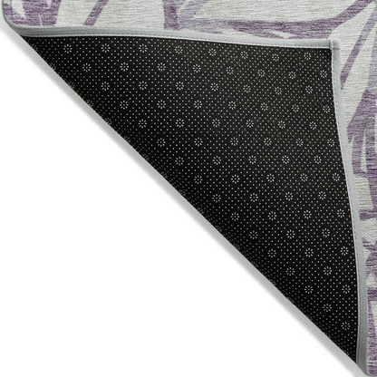Start2Finish Chantille ACN741 purple rug with a 9 by 12-foot size, featuring intricate patterns and soft fabric texture.