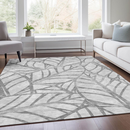 Start2Finish Chantille ACN741 gray 10x14 rug with intricate pattern, soft texture, and plush pile for living room or bedroom decor.