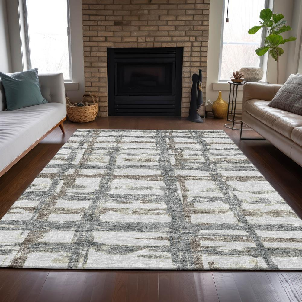 Start2Finish Chantille ACN745 gray 5x7.5 rug with intricate pattern, soft texture, and decorative design for living room or bedroom.