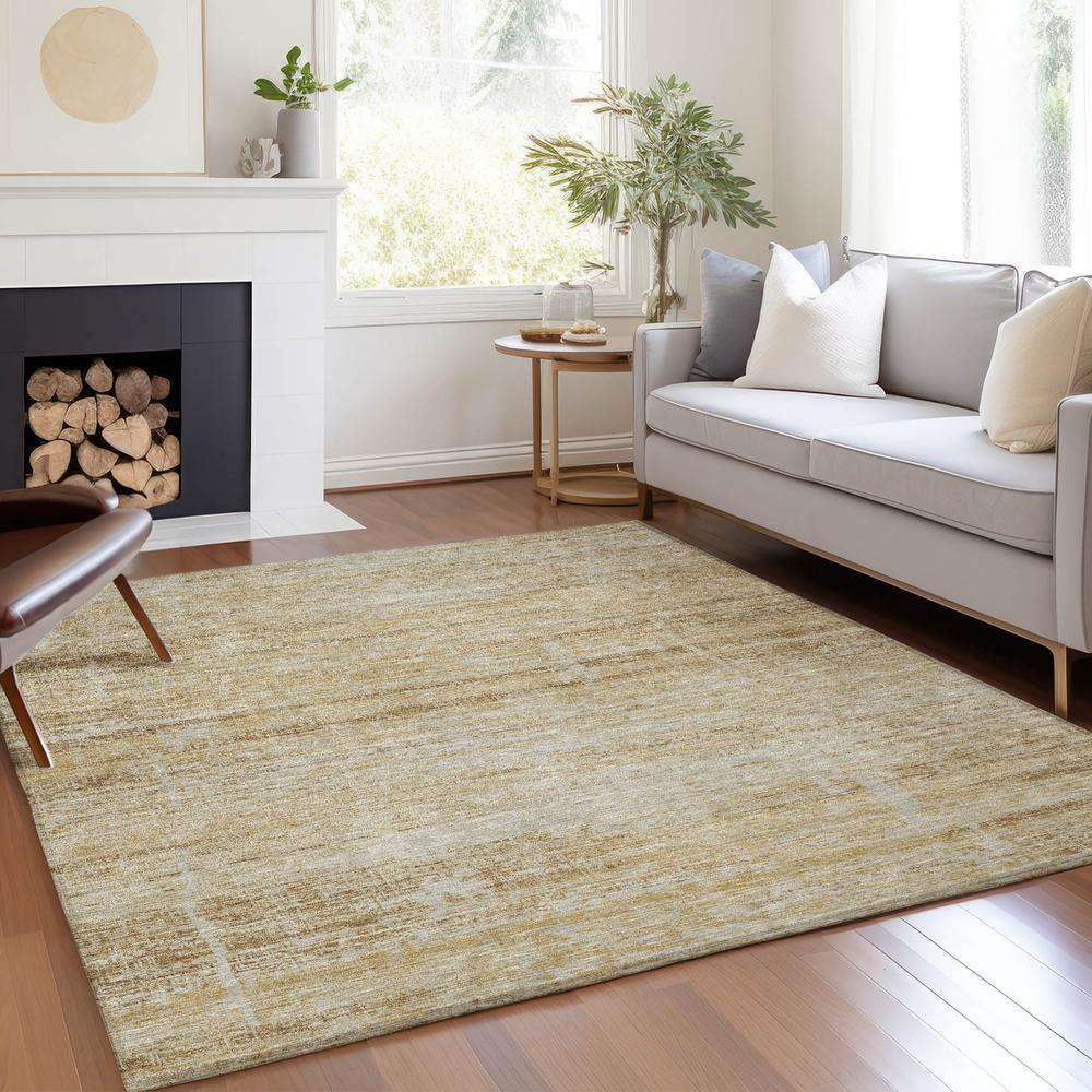 Start2Finish Chantille ACN747 Gold 10x14 rug with intricate pattern and plush texture, ideal for living room or bedroom decor.