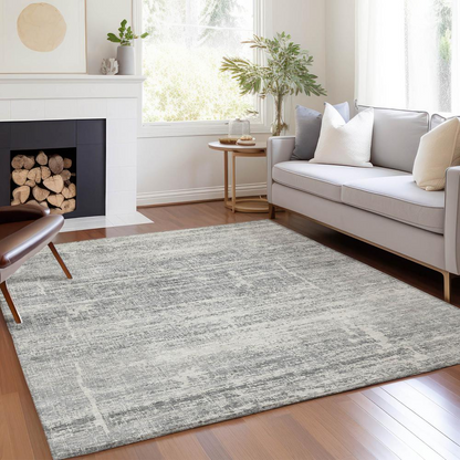 Gray Chantille ACN747 9x12 rug by Start2Finish featuring soft, plush textile with intricate pattern and modern design.