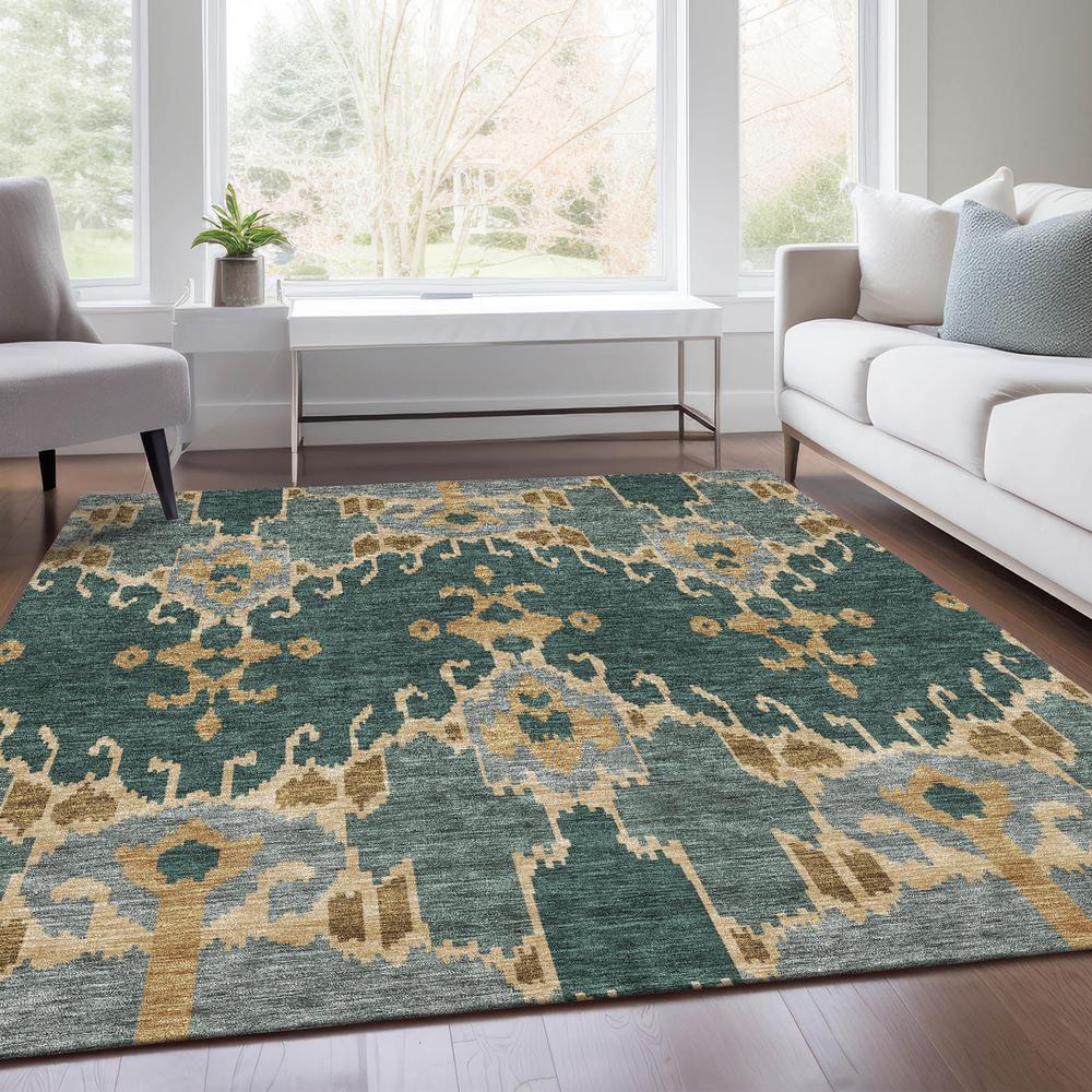 Start2Finish Chantille ACN748 green 5x7.6 Rug with intricate pattern and plush texture, ideal for living room or bedroom decor
