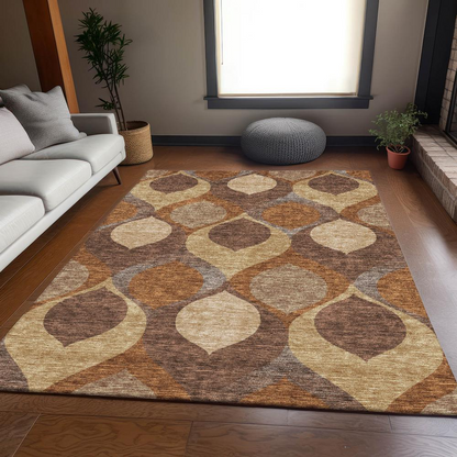 Start2Finish Chantille ACN749 orange 5x7.5 rug with intricate pattern, plush texture, and vibrant color for stylish home decor.